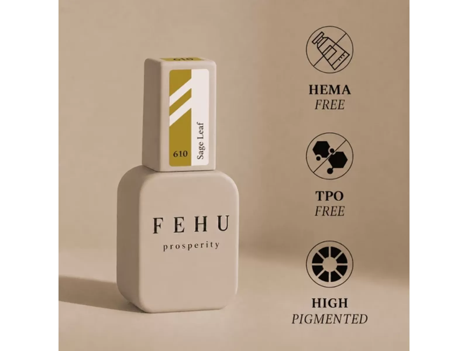 FEHU Gelinis lakas #610 Sage Leaf, 12 ml | Gel Polish #610 Sage Leaf, 12 ml