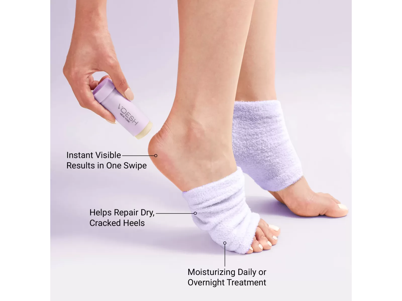 Voesh kulnų priežiūros rinkinys (22 ml. balzamas + 2 vnt. kojinės) levandų kvapo | VOESH Heel Repair Duo (Heel Repair Balm + Heel Socks) Lavender Voesh kulnų priežiūros rinkinys (22 ml. balzamas + 2 vnt. kojinės) levandų kvapo | VOESH Heel Repair Duo (Heel Repair Balm + Heel Socks) Lavender