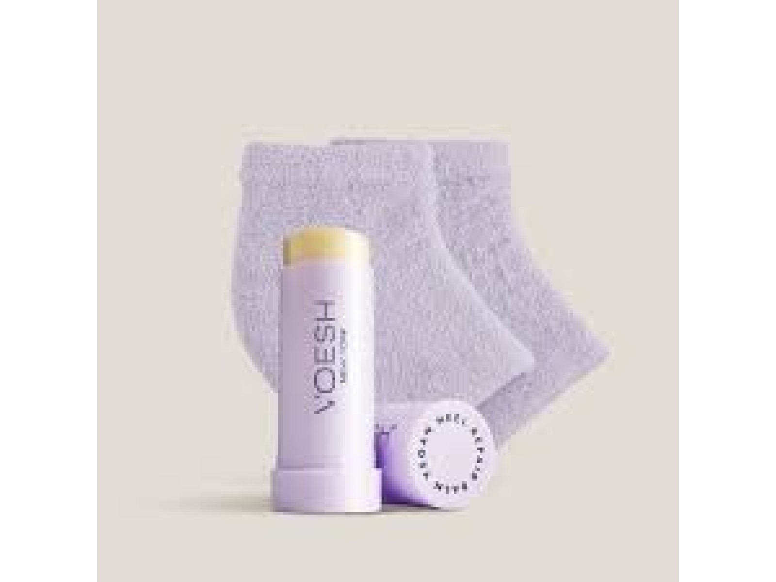 Voesh kulnų priežiūros rinkinys (22 ml. balzamas + 2 vnt. kojinės) levandų kvapo | VOESH Heel Repair Duo (Heel Repair Balm + Heel Socks) Lavender