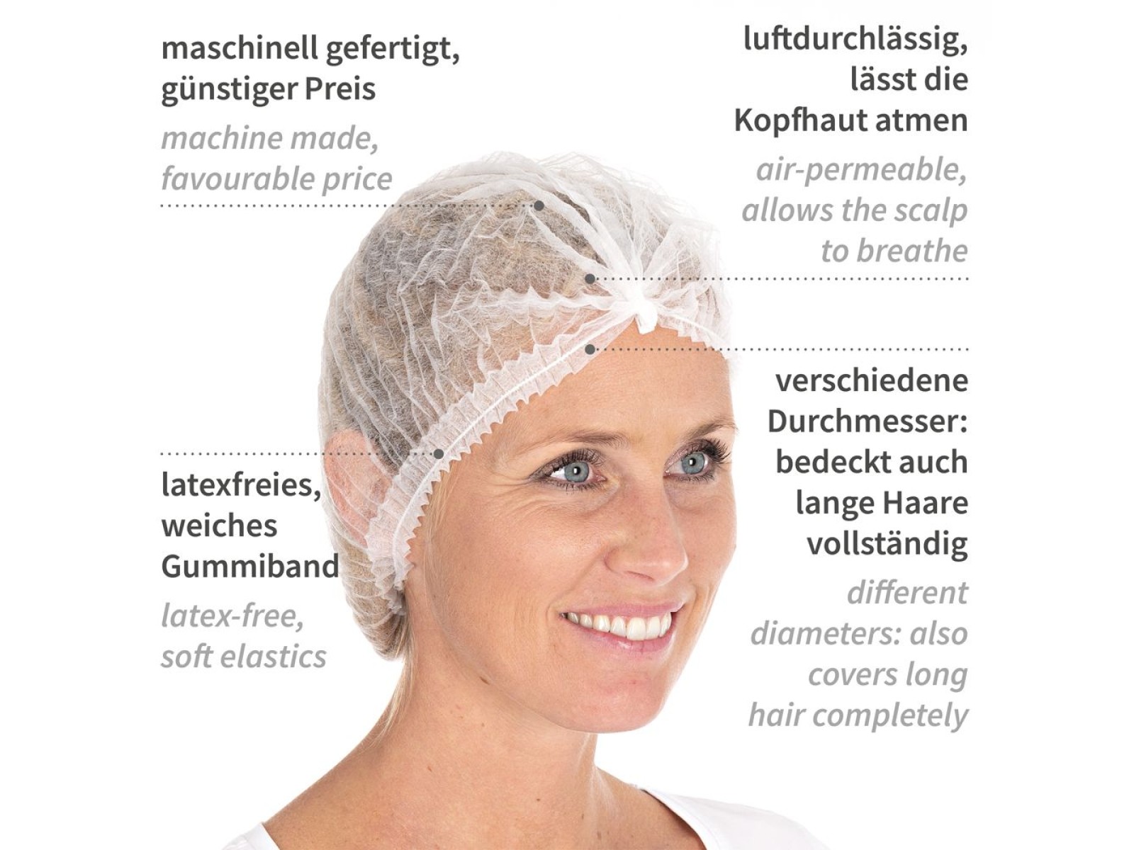 Kepurės TINKLELIS, baltos spalvos (100 vnt) | Mob caps Light, PP (100 pcs) Kepurės TINKLELIS, baltos spalvos (100 vnt) | Mob caps Light, PP (100 pcs)