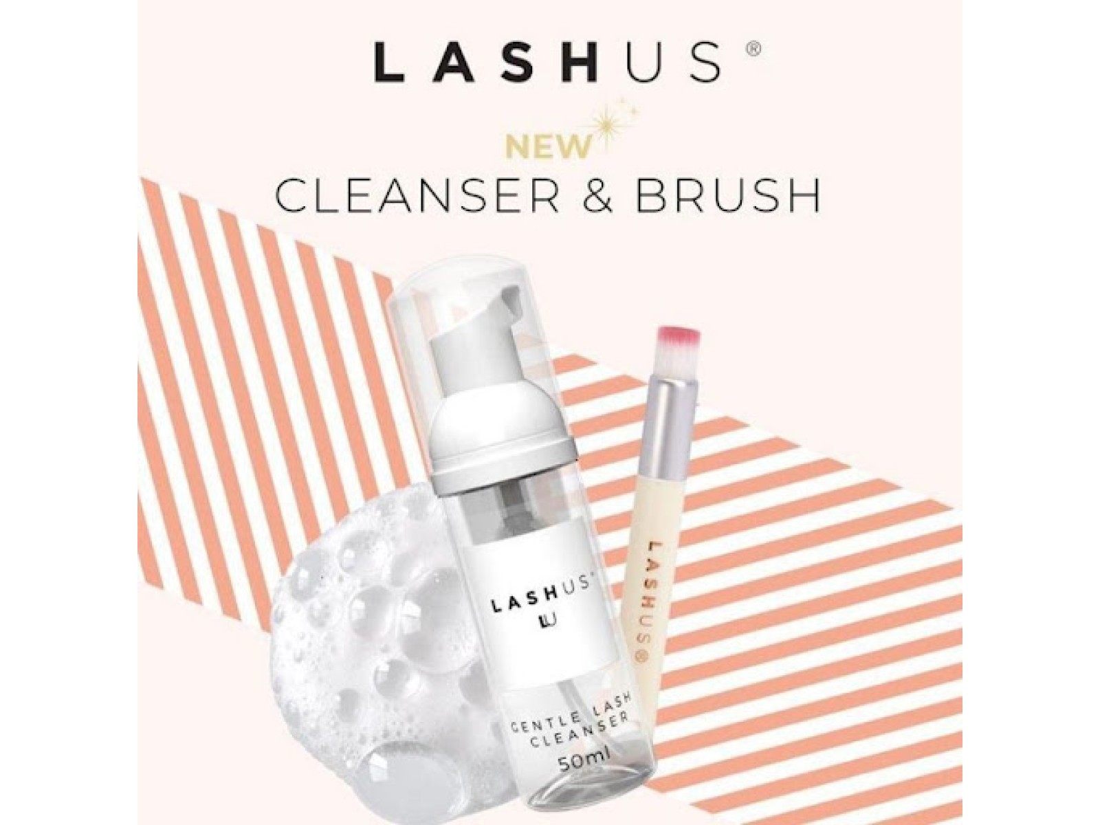 LASHUS Putos blakstienų plovimui 50ml + šepetėlis blaktienų valymui | LASHUS Gentle Foaming Lash Cleanser 50ml + Lash Cleansing Brush LASHUS Putos blakstienų plovimui 50ml + šepetėlis blaktienų valymui | LASHUS Gentle Foaming Lash Cleanser 50ml + Lash Cleansing Brush