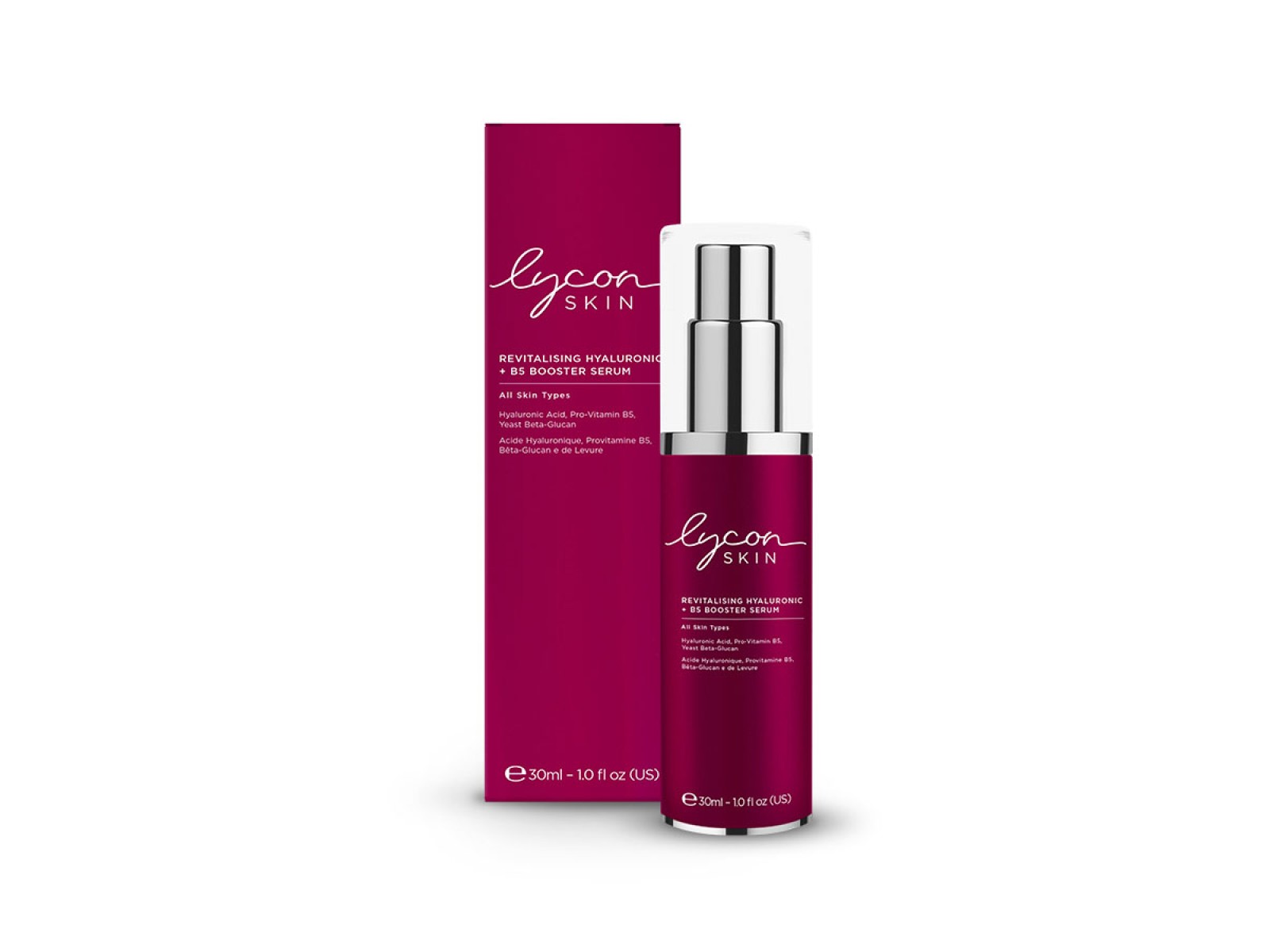 Lycon Skin Gaivinantis, stangrinantis serumas su Hialuronu ir B5 Pro-vitaminu, 30 ml | Lycon Skin REVITALISING HYALURONIC + B5 BOOSTER SERUM, 30 ml