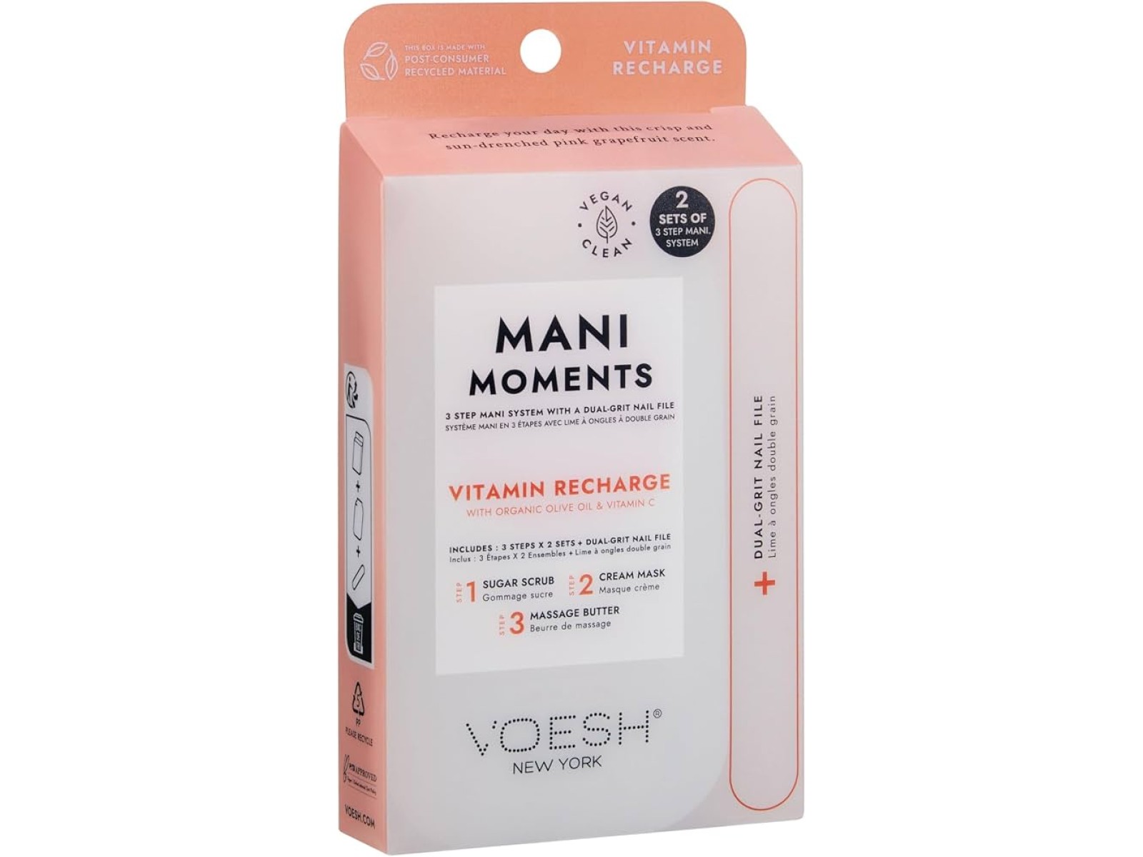 VOESH Mani Moments Duo Vitamin Recharge - 3 step Manicure | Trijų žingsnių manikiūras dėžutėje - 2 rinkiniai po 3 žingsnius + dildė VOESH Mani Moments Duo Vitamin Recharge - 3 step Manicure | Trijų žingsnių manikiūras dėžutėje - 2 rinkiniai po 3 žingsnius + dildė