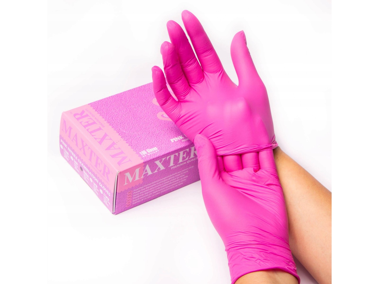 Nitrilinės pirštinės (S) rožinės Maxter | Nitrile gloves (S) pink Maxter